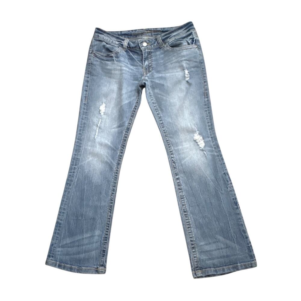 Standards & Practices Low Rise Bootcut Jeans Womens 11 Distressed Blue Denim